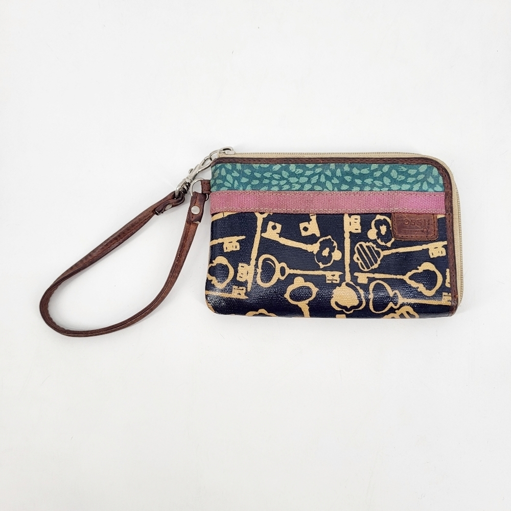 Fossil Key Per Wristlet Wallet Zipper Leather Pri… - image 1